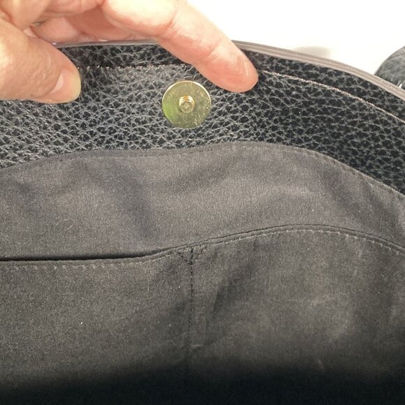 Liz Claiborne Marina Shopper Tote Handbag Black Pebbled Faux Leather Two Straps - Picture 7 of 13